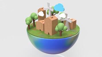 The environment on half earth for eco concept 3d rendering. photo