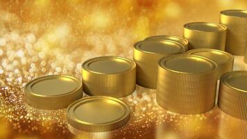 The gold coins on bokeh background for Business concept 3d rendering. photo