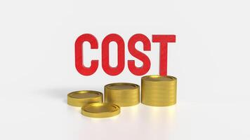 The Cost text and coins for Business concept 3d rendering. photo