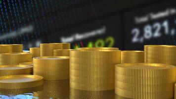 The Gold coins for earn or Business concept 3d rendering. photo