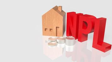 The Red NPL and House for DEBT or Property concept 3d rendering. photo