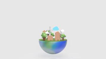 The environment on half earth for eco concept 3d rendering. photo