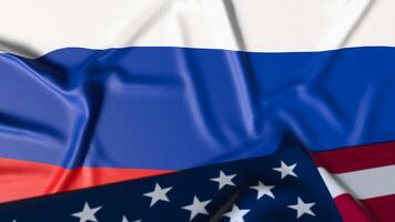 The Russia and USA flag for national or Background concept 3d rendering. photo