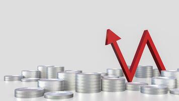 The red arrow and coins for Business concept 3d rendering. photo