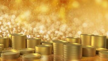The gold coins on bokeh background for Business concept 3d rendering. photo