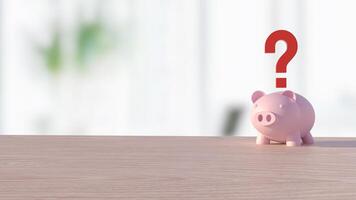 The piggy bank and question mark for earn or saving concept 3d rendering. photo