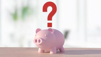 The piggy bank and question mark for earn or saving concept 3d rendering. photo