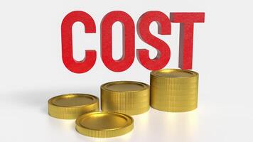 The Cost text and coins for Business concept 3d rendering. photo