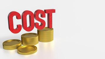 The Cost text and coins for Business concept 3d rendering. photo