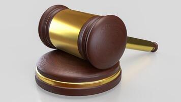 The wood hammer on white Background for law concept 3d rendering. photo