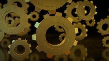 The Gold gear in Black Background for technology or Abstract concept 3d rendering. photo