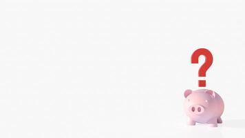 The piggy bank and question mark for earn or saving concept 3d rendering. photo