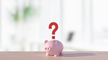 The piggy bank and question mark for earn or saving concept 3d rendering. photo