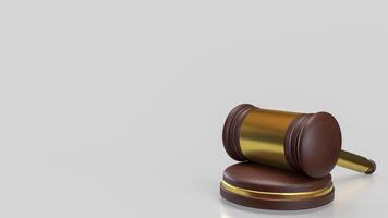 The wood hammer on white Background for law concept 3d rendering. photo