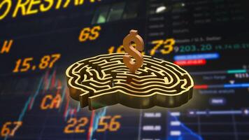 The dollar symbol on brain maze for Business concept 3d rendering. photo