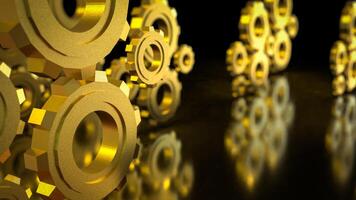 The Gold gear in Black Background for technology or Abstract concept 3d rendering. photo