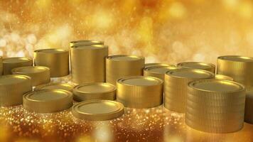 The gold coins on bokeh background for Business concept 3d rendering. photo