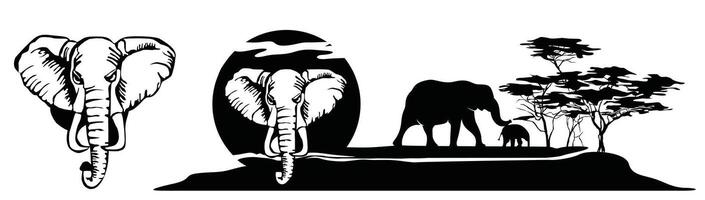 Elephant in African Savannah vector