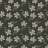 A pattern of small leaves and pastel flowers on a delicate fabric background. vector
