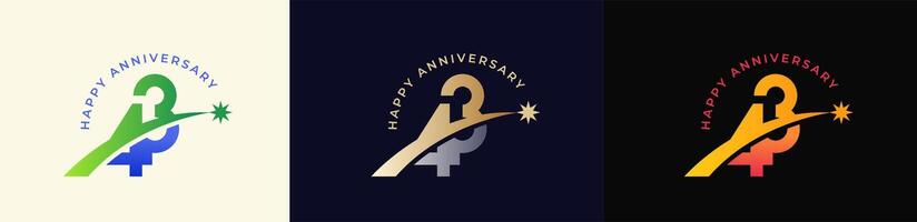Logo Anniversary with Rising star 43th, 43th Happy Anniversary with Colorful Gradient, Luxury Gold and Silver. vector
