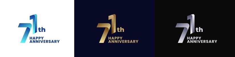 Abstract Twist Logo Anniversary 71th, 71th Happy Anniversary with Colorful Gradient, Luxury Gold and Elegant Silver. Editable file vector