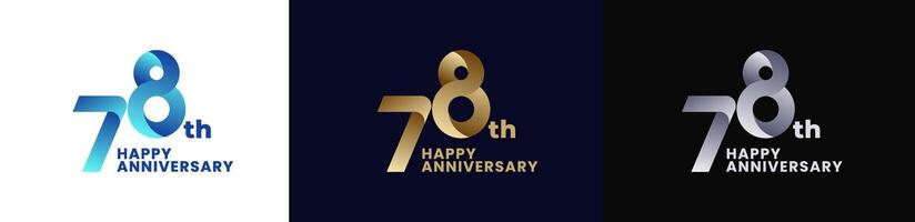 Abstract Twist Logo Anniversary 78th, 78th Happy Anniversary with Colorful Gradient, Luxury Gold and Elegant Silver. Editable file vector