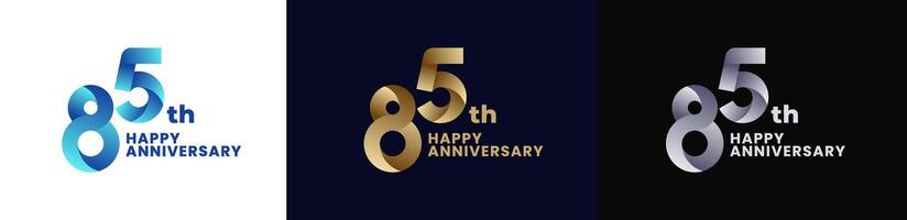 Abstract Twist Logo Anniversary 85th, 85th Happy Anniversary with Colorful Gradient, Luxury Gold and Elegant Silver. Editable file vector