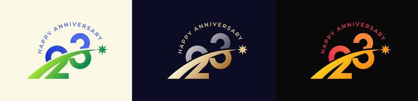 Logo Anniversary with Rising star 23th, 23th Happy Anniversary with Colorful Gradient, Luxury Gold and Silver. vector