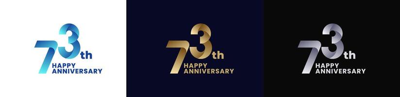 Abstract Twist Logo Anniversary 73th, 73th Happy Anniversary with Colorful Gradient, Luxury Gold and Elegant Silver. Editable file vector