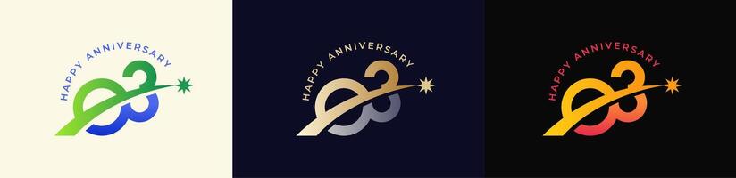 Logo Anniversary with Rising star 3th, 3th Happy Anniversary with Colorful Gradient, Luxury Gold and Silver. vector
