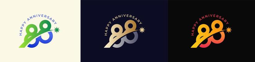 Logo Anniversary with Rising star 88th, 88th Happy Anniversary with Colorful Gradient, Luxury Gold and Silver. vector