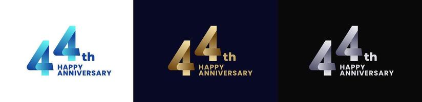 Abstract Twist Logo Anniversary 44th, 44th Happy Anniversary with Colorful Gradient, Luxury Gold and Elegant Silver. Editable file vector