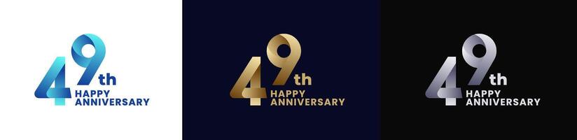 Abstract Twist Logo Anniversary 49th, 49th Happy Anniversary with Colorful Gradient, Luxury Gold and Elegant Silver. Editable file vector