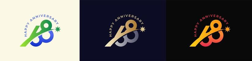 Logo Anniversary with Rising star 68th, 68th Happy Anniversary with Colorful Gradient, Luxury Gold and Silver. vector