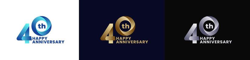 Abstract Twist Logo Anniversary 40th, 40th Happy Anniversary with Colorful Gradient, Luxury Gold and Elegant Silver. Editable file vector