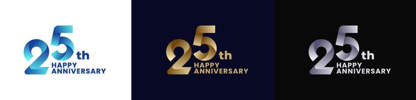 Abstract Twist Logo Anniversary 25th, 25th Happy Anniversary with Colorful Gradient, Luxury Gold and Elegant Silver. Editable file vector