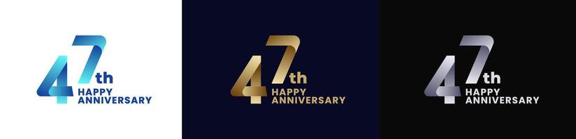 Abstract Twist Logo Anniversary 47th, 47th Happy Anniversary with Colorful Gradient, Luxury Gold and Elegant Silver. Editable file vector