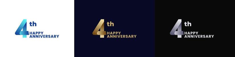 Abstract Twist Logo Anniversary 4th, 4th Happy Anniversary with Colorful Gradient, Luxury Gold and Elegant Silver. Editable file vector