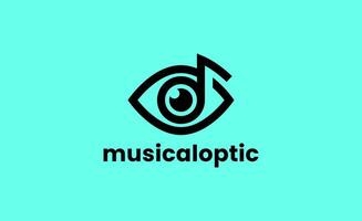 Logo Eye and Music Note. Linear bold line with music and entainment concept. vector