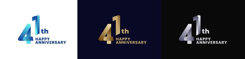 Abstract Twist Logo Anniversary 41th, 41th Happy Anniversary with Colorful Gradient, Luxury Gold and Elegant Silver. Editable file vector
