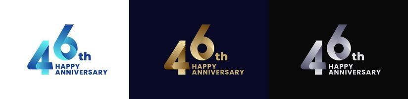 Abstract Twist Logo Anniversary 46th, 46th Happy Anniversary with Colorful Gradient, Luxury Gold and Elegant Silver. Editable file vector