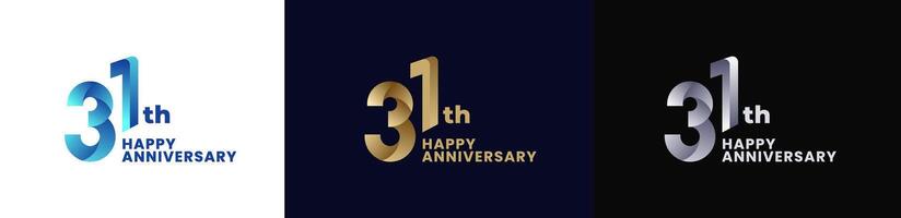 Abstract Twist Logo Anniversary 31th, 31th Happy Anniversary with Colorful Gradient, Luxury Gold and Elegant Silver. Editable file vector