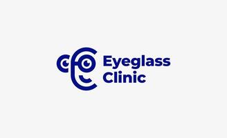 Logo man with frame of glasses smiling. Optic clinic store, modern and minimalist concept. vector