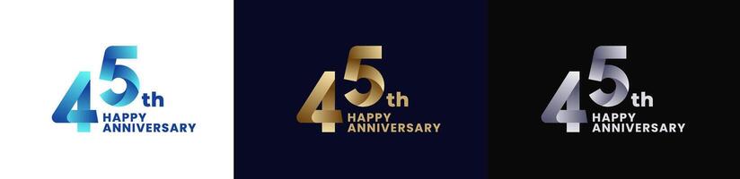 Abstract Twist Logo Anniversary 45th, 45th Happy Anniversary with Colorful Gradient, Luxury Gold and Elegant Silver. Editable file vector