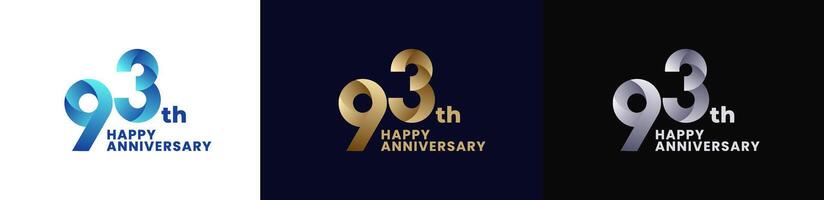 Abstract Twist Logo Anniversary 93th, 93th Happy Anniversary with Colorful Gradient, Luxury Gold and Elegant Silver. Editable file vector