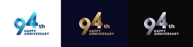 Abstract Twist Logo Anniversary 94th, 94th Happy Anniversary with Colorful Gradient, Luxury Gold and Elegant Silver. Editable file vector