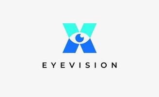 Logo alphabet X and Eye Vision. Digital, visual with modern and minimalist concept. Editable file. vector