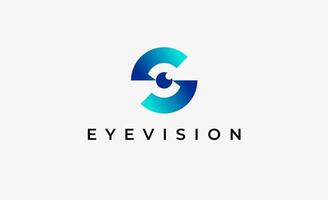 Logo alphabet S and Eye Vision. Digital, visual modern minimalist concept. Editable file. vector