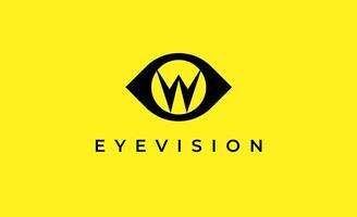 Logo Initial W and Eye Vision. Digital, visual with modern and minimalist concept. Editable file. vector
