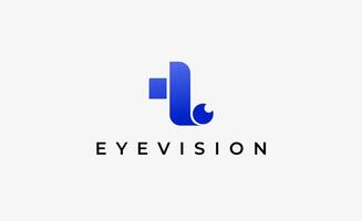 Logo Initial T and Eye Vision. Digital, visual with modern and minimalist concept vector